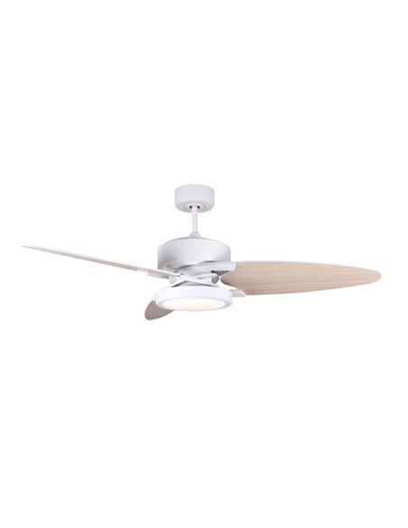 Dc Cross Fan 30w White 3 Blades White/beech 6speeds 3 Colors 3250lm132d Remote, Memory And Timer