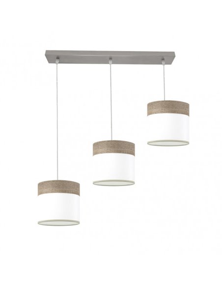 Cloe baguette 3xe27 Nickel/blanc-bois Gris Regx60x16 cm