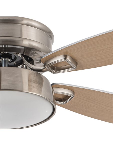 Lüfter 30 W DC Braw Nickel 5 Flügel Silber/Buche 6 Geschwindigkeiten 3 Farben 106,7 d mit Fernbedienung, Speicher und Timer 2850