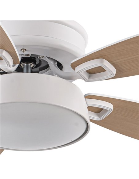 Ventilatore 30w Dc Braw Bianco 5 Pale Bianco/faggio 6 velocità 3 Colori 106.7d con Telecomando, Memoria E Timer 2850lm