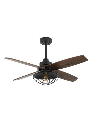 Dc Aquilo Black Fan 1xe27 4Asp Oak 6Veloc With Remote And Timer 44.5/57x119.4x119.4 Cm