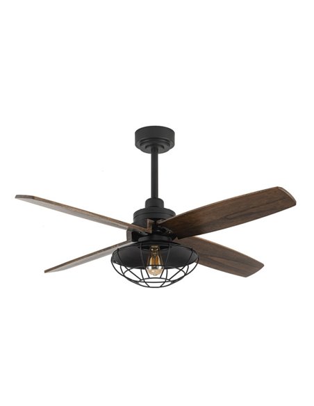 Dc Aquilo Black Fan 1xe27 4Asp Oak 6Veloc With Remote And Timer 44.5/57x119.4x119.4 Cm