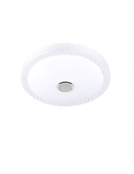 Plafon 48w Zaid 3000-4000-6500k Rgb Blan/transp Bluetooth 7x38x38 Cm Mando, regulador de intensidad memoria y altavoz 3744lm