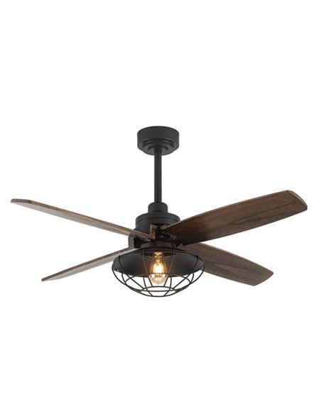 Dc Aquilo Ventilatore Nero 1xe27 4Asp Quercia 6Veloc Con Telecomando E Timer 44,5/57x119,4x119,4 Cm