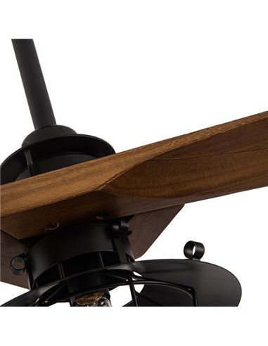 DC Vulturno Black Fan 1xe27 3 Oak Blades 6 Geschwindigkeiten mit Fernbedienung und Timer 53/65,5 x 132 x 132 cm
