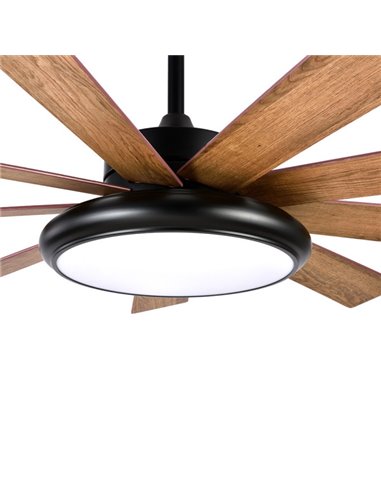 DC Fan Pireo 36w Black 9 Blades Oak/beech 6 Speed 3 Colors 3800lm 132d with Remote, Memory And Timer