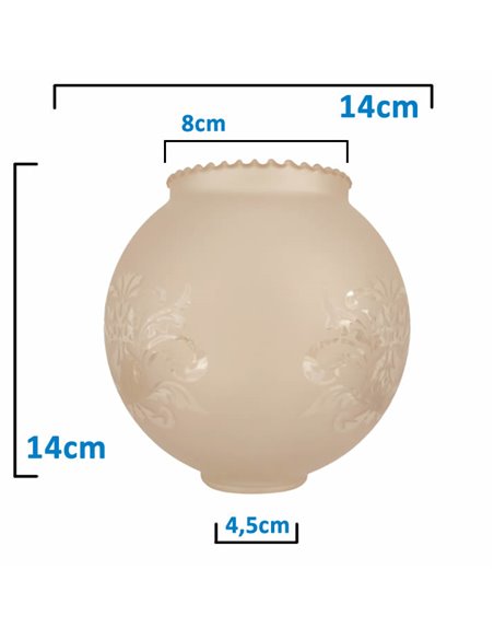 Boule de verre boule mate avec deux bouches de 14 cm bouche de 4cm MS 87075/14
