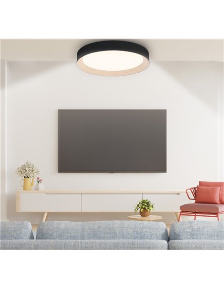 Plafon LED Peranka 42W 4000K Preto + Efeito Madeira