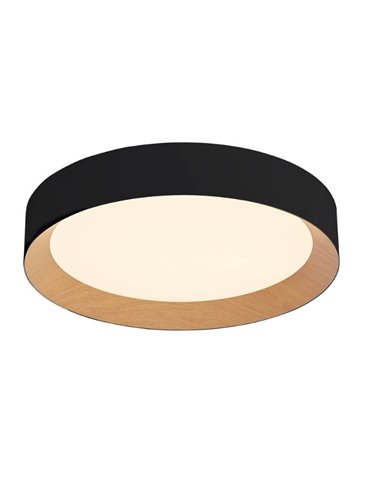 Plafón techo LED Peranka 65W 4000K Negro + Efecto madera