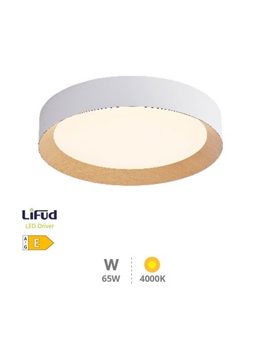 Plafón techo LED Peranka 65W 4000K Blanco + Efecto madera