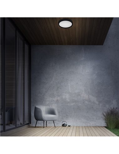Plafón LED Gelys IP54 18W 4000K redondo antracita