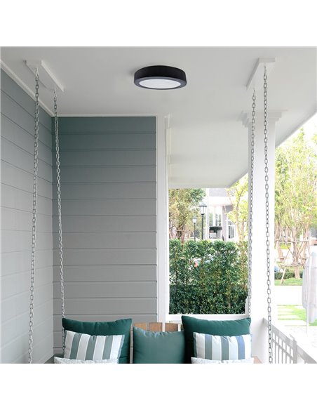 Plafón LED Gelys IP54 18W 4000K redondo antracita