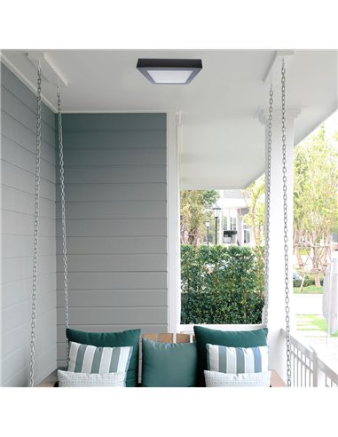 Plafón LED Gelys IP54 18W 4000K cuadrado antracita
