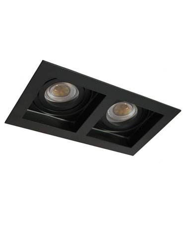 Akrah anel retangular embutido duas luzes preto 18x10cm