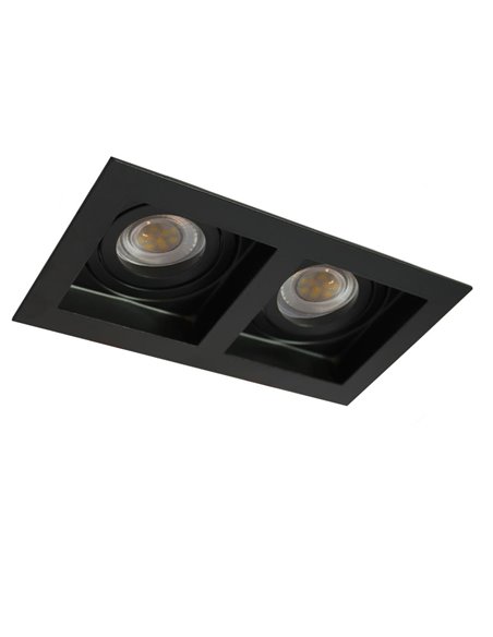 Akrah anel retangular embutido duas luzes preto 18x10cm