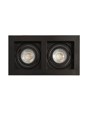 Akrah anel retangular embutido duas luzes preto 18x10cm