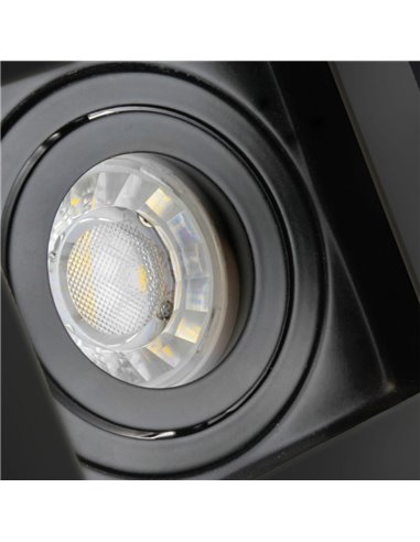 Akrah anel retangular embutido duas luzes preto 18x10cm