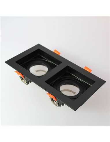 Akrah anel retangular embutido duas luzes preto 18x10cm