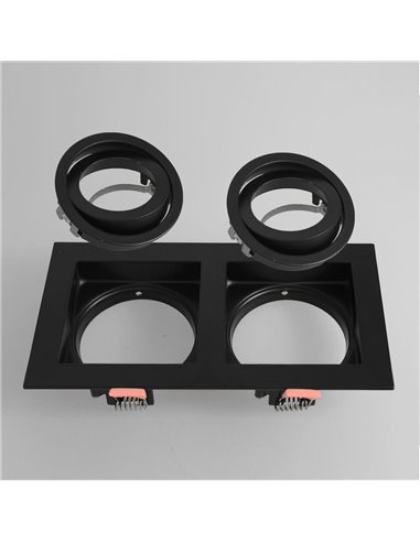 Akrah anel retangular embutido duas luzes preto 18x10cm