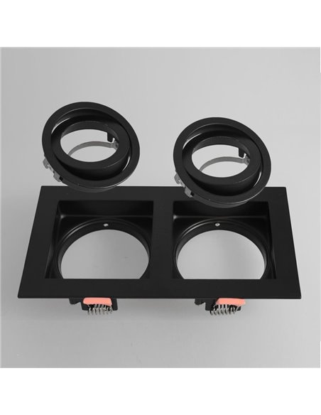 Akrah anel retangular embutido duas luzes preto 18x10cm