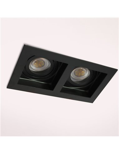 Akrah anel retangular embutido duas luzes preto 18x10cm