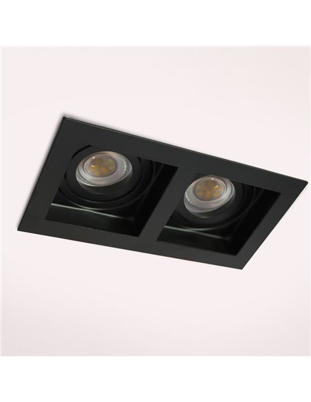 Akrah anel retangular embutido duas luzes preto 18x10cm