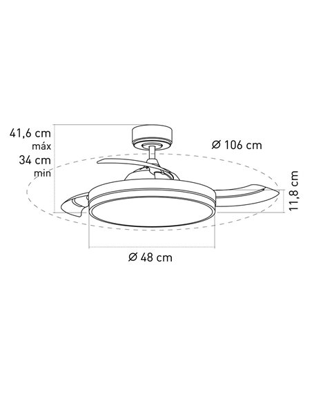 Ventilador LED con aspas plegables Anayet 36W 3200 Lm CCT