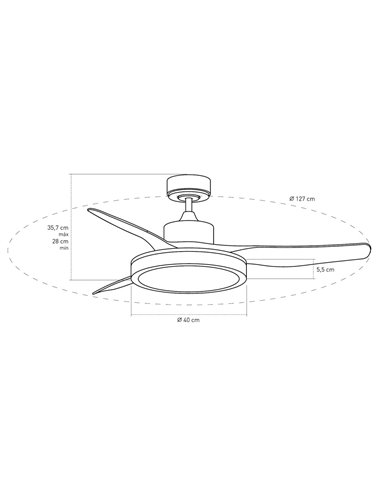 Ventilador de techo LED Aran 36W 3200 Lm CCT