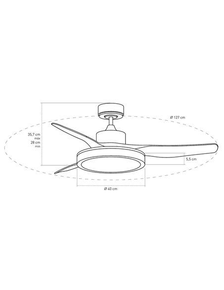 Ventilador de teto LED Aran 36W 3200 Lm