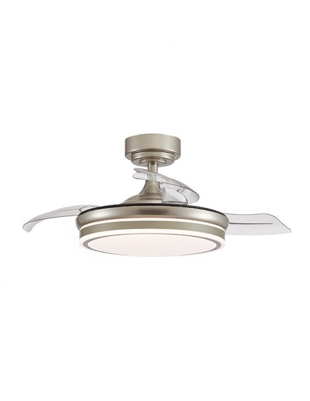 Ventilador LED aspas plegables Moss Mini Níquel 35W 3900 Lm CCT