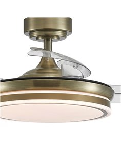 Ventilador LED aspas plegables Moss Mini Cuero 35W 3900 Lm CCT 2