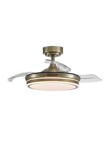 Ventilador LED aspas plegables Moss Mini Cuero 35W 3900 Lm CCT