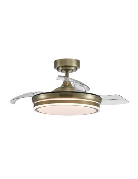 Ventilador LED aspas plegables Moss Mini Cuero 35W 3900 Lm CCT