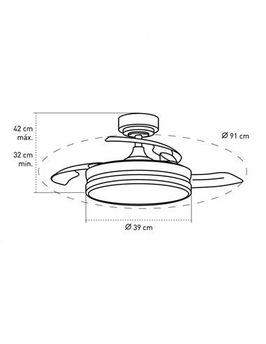 Ventilador LED aspas plegables Moss Mini Cuero 35W 3900 Lm CCT