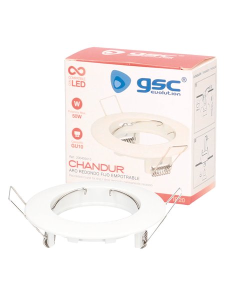 Chandur Anel fixo redondo embutido branco