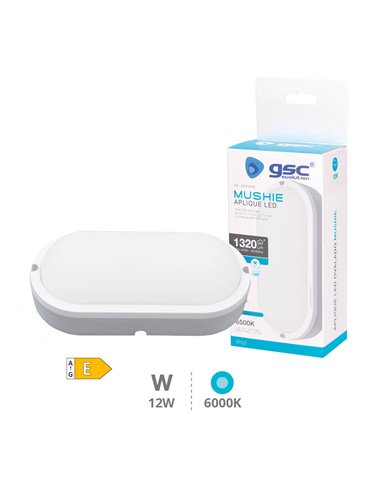 Aplique ovalado LED Mushie 12W 6500K IP65