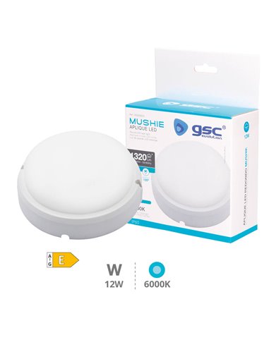 Aplique redondo LED Mushie 12W 6500K IP65