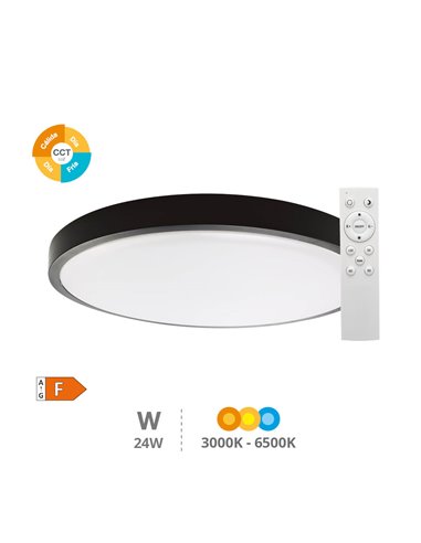 Plafón techo LED Andra redondo 24W 3000K a 6500K regulable Negro 