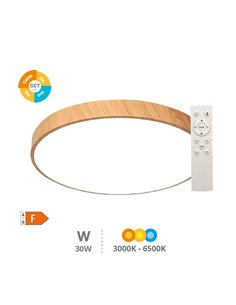 Plafonnier LED rond Andra 30W 3000K à 6500K dimmable Effet bois 2