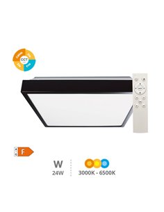 Plafonnier LED carré Andra 30W 3000K à 6500K dimmable Noir 2