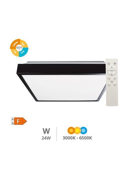 Plafón techo LED Andra cuadrado 30W 3000K a 6500K regulable Negro