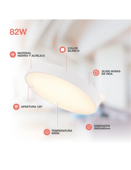 Plafón techo LED Kataja 82W 4000K Blanco