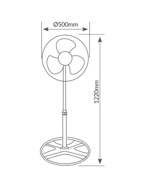 Ventilador metálico de pie con mando 50cm 70W