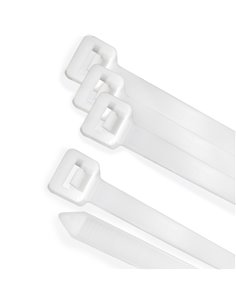 Brida Nylon 100%. Color Blanco / Natural 7,5 x 450 mm. 100 Piezas. Abrazadera Plastico, Organizador Cables, Alta Resistencia