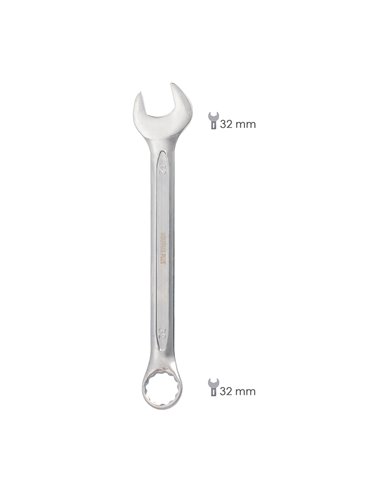 Llave Combinada Plus 32x32 Acero Cromo Vanadio DIN 3113. Llave Doble Boca, Llave Fija, Llave Estrella