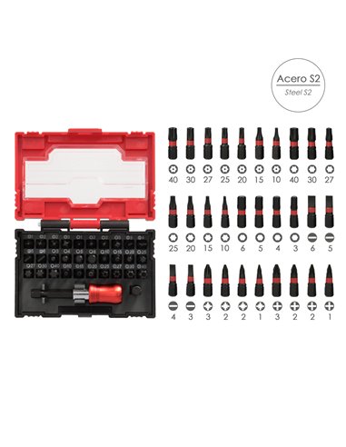 Juego De Puntas Destornillador Acero Con Adaptador Rapido 32 Piezas