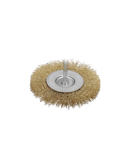 Cepillo Acero Latonado Para Taladro. Disco Ø 50 mm. Espiga 1/4" Cepillo Taladro Alambre Latón, Cepillo Limpieza, Cepillo Pulir.
