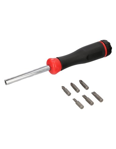 Juego De Puntas con Destornillador  1/4" 7 Piezas. Acero Cromo Vanadio, Kit Destorpuntas, Puntas Destornillador.