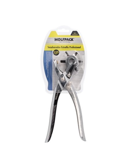 Sacabocados Estrella Profesional 225 mm. Agujeros de Ø 2,5 a 5 mm. Alicates Agujeros, Perforador Cuero, Alicates Cinturones,