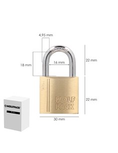 Candado Laton Arco Normal 30 mm. Serie Target. Arco Endurecido. Candado Maletas, Candado Taquillas, Candado Puertas 2